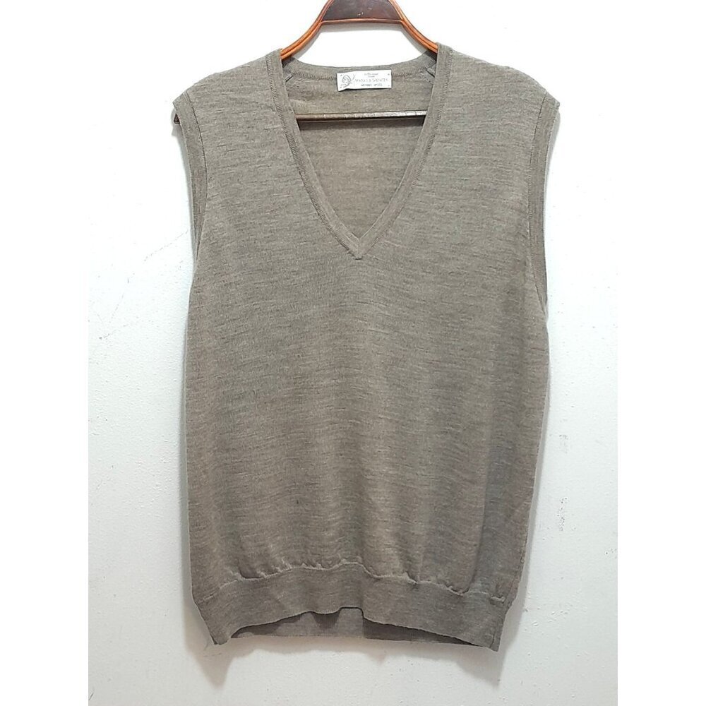 Marks & Spencer Mens Merino Wool Sweater Preppy Lightweight Sleeveless V-Neck M